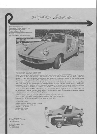 Illustration for article titled Gullwingless: 1976 Reptune GT, Austin Mini Based